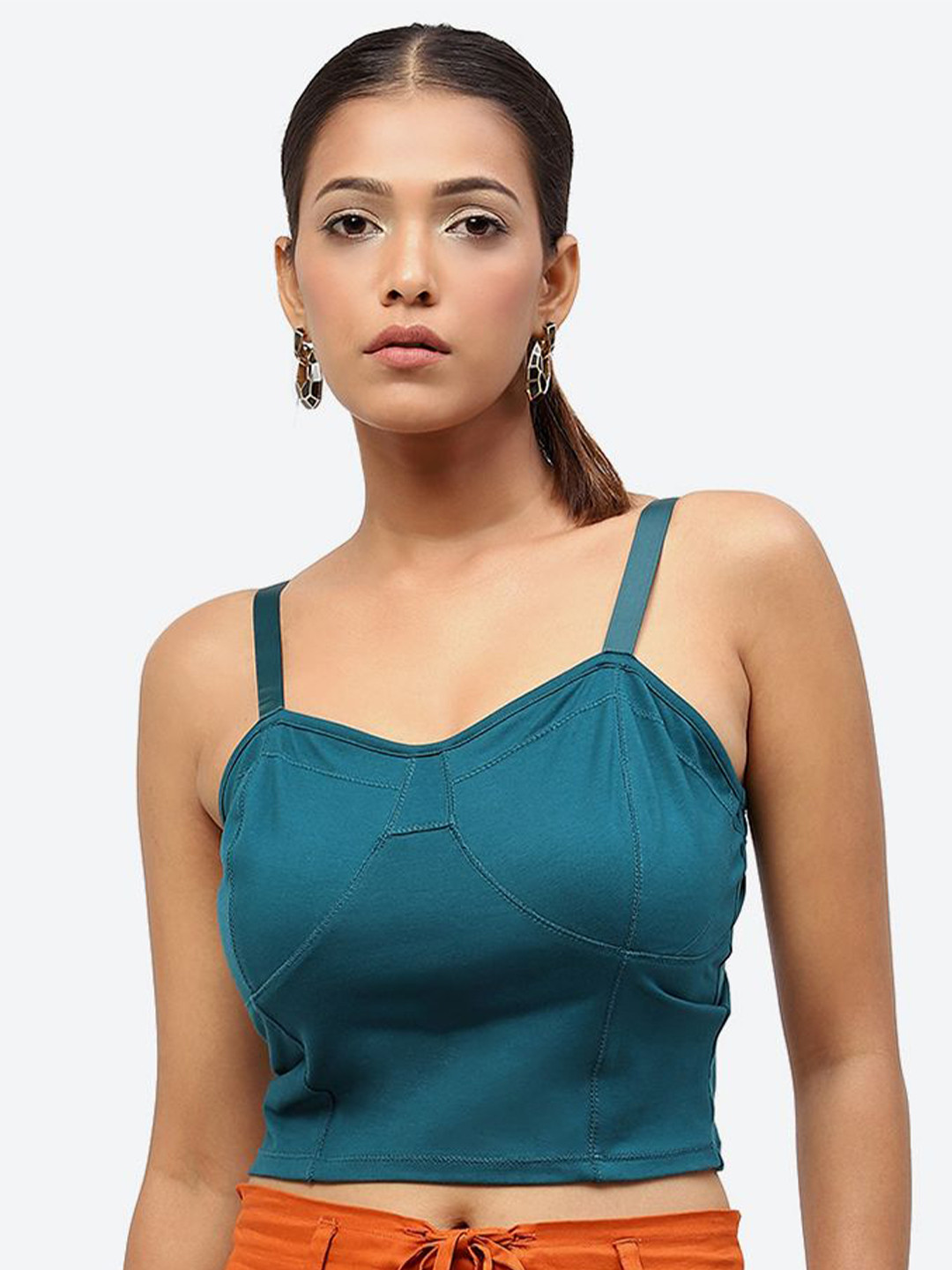 Baawri Solid Shoulder Straps Fitted Topp