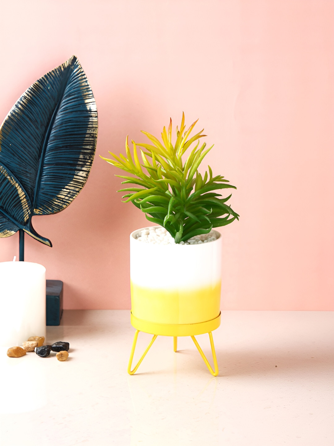 TAYHAA Green Zinnia Fern Artificial Plant With Pot