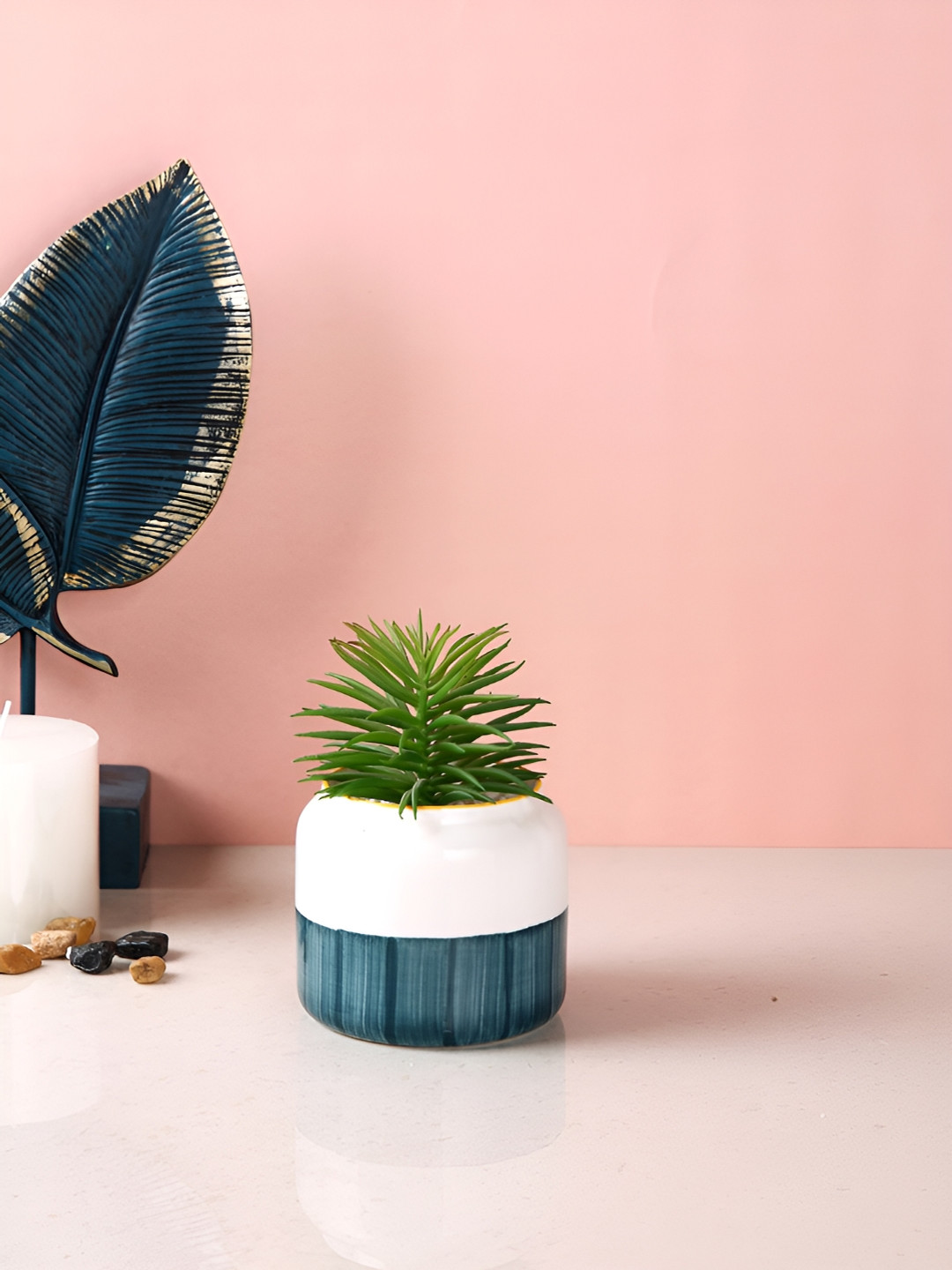 TAYHAA White Artificial Plant With Pot