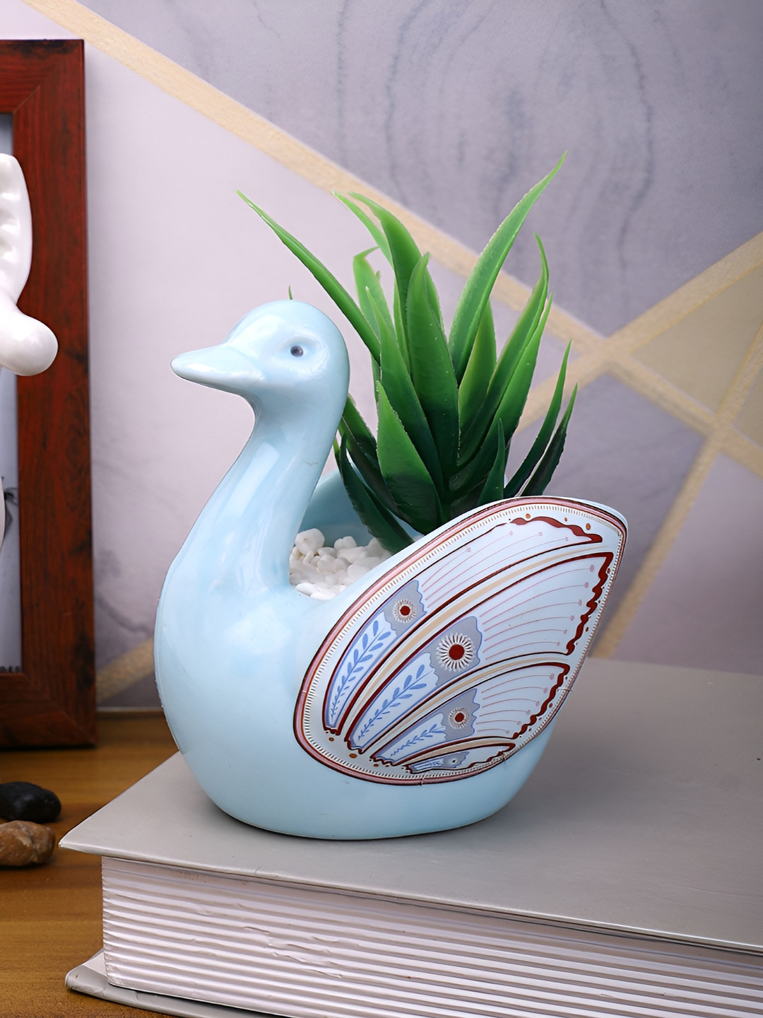 TAYHAA Blue & Green Artificial Plant With Pot