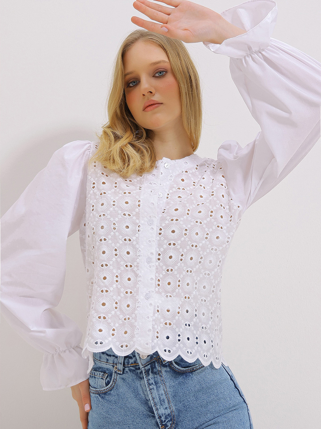 Trend Alacati stili Mandarin Collar Casual Shirt