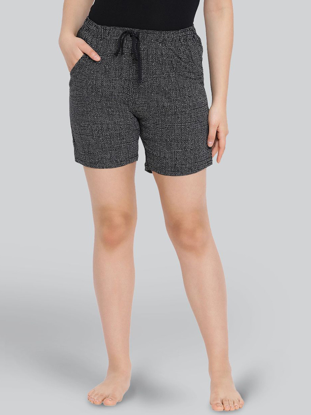 LYRA Women Printed Cotton Mid-Rise Lounge Shorts