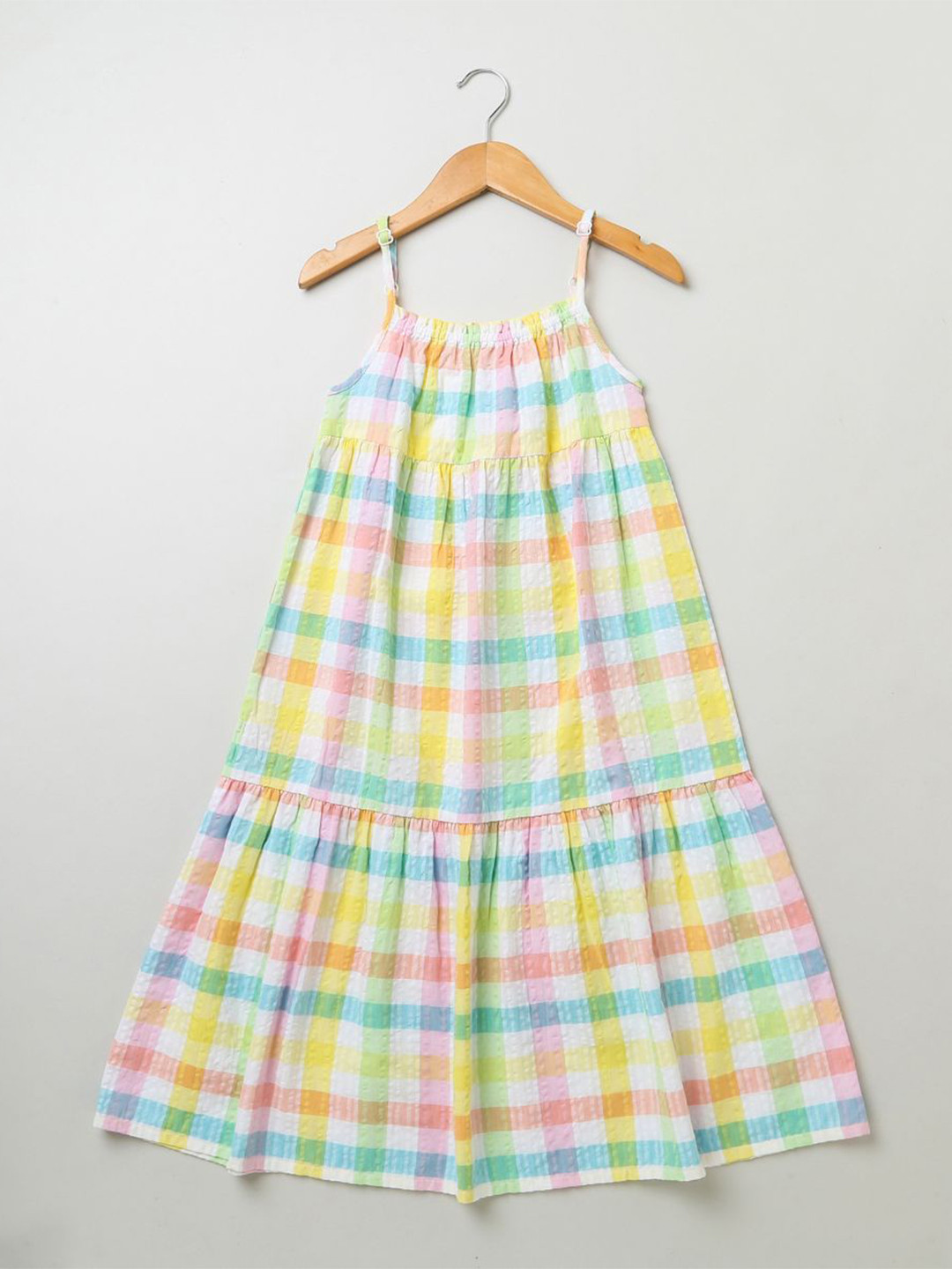 Sweetlime By AS Girls Checked Organic Cotton A-Line Dress