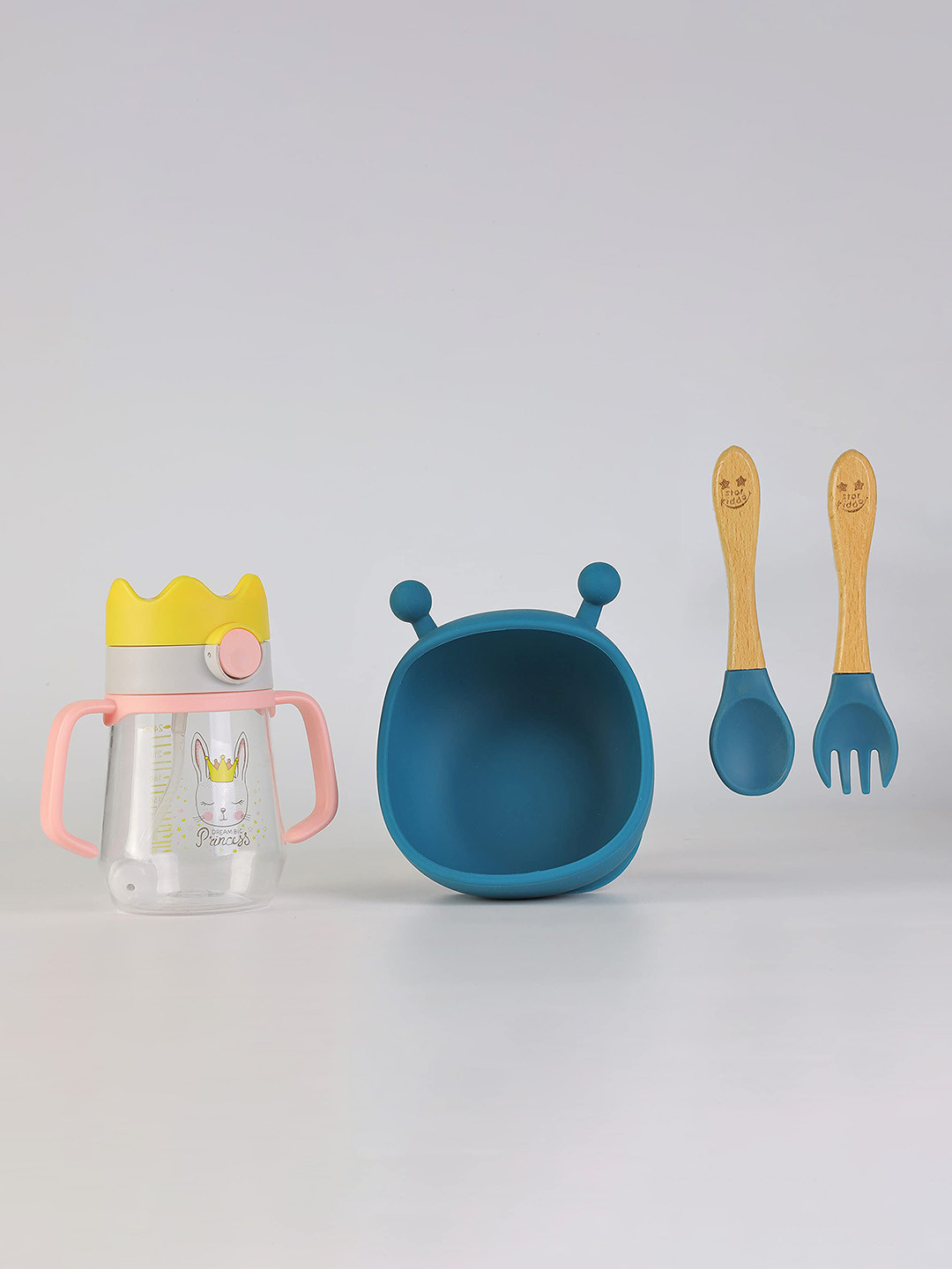 Starkiddo Blue & Yellow Silicone Baby Utensils