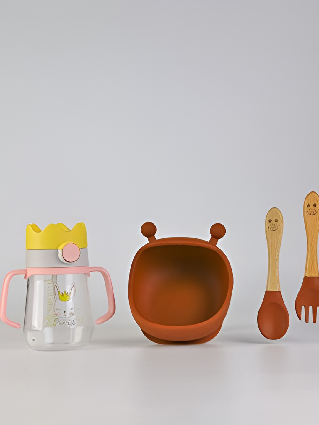 Starkiddo Infants 4-Piece Pink & Yellow Dinner Set