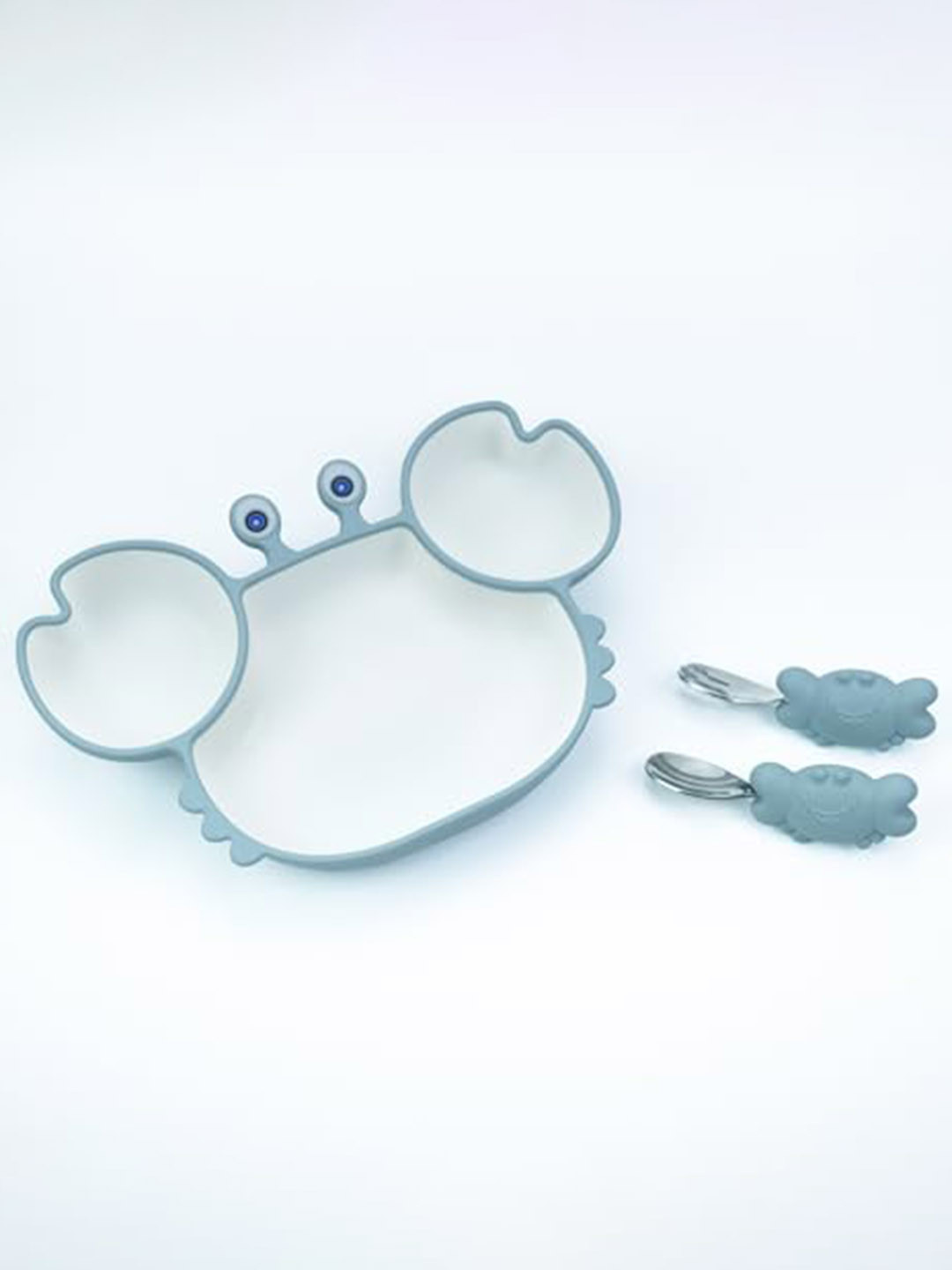 Starkiddo Kids Blue Crab-Shape Plate With Spoon & Fork