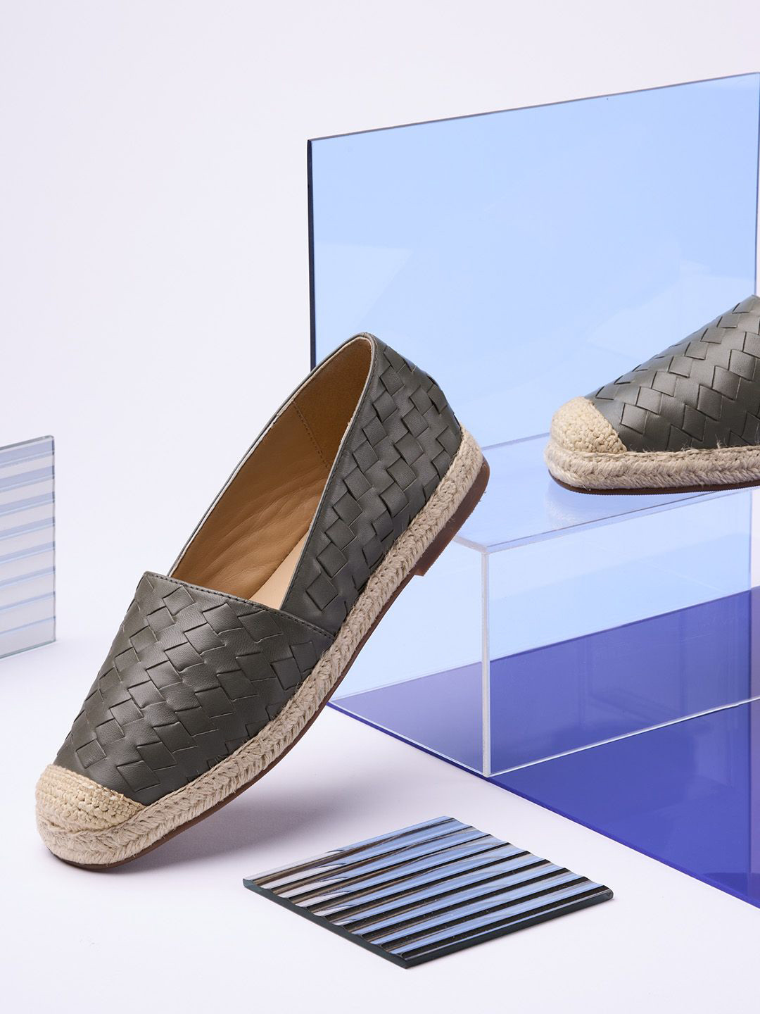 HEEL YOUR SOLE Neo Women Leather Basketweave Espadrilles
