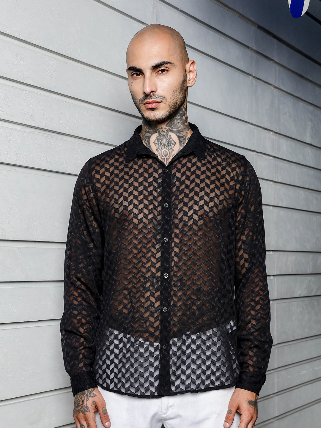 House of Koala Unisex Classic Semi Sheer Georgette Relaxed Fit Shirt