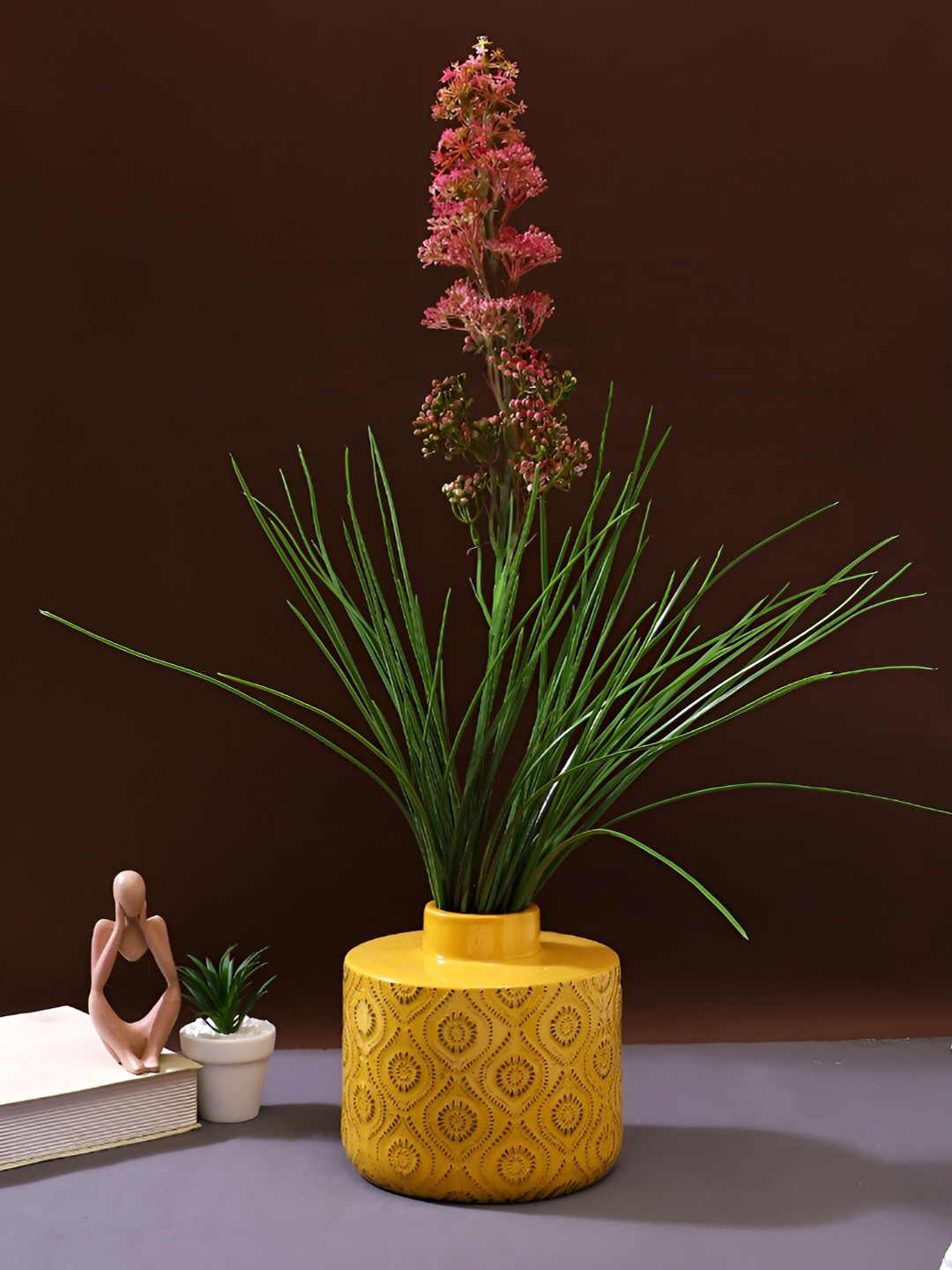 Aura Yellow Arabic Artwork Ceramic Vase