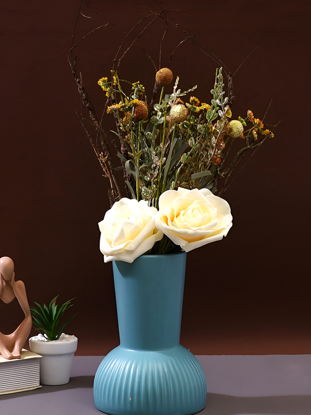 Aura Blue Textured Ceramic Vase