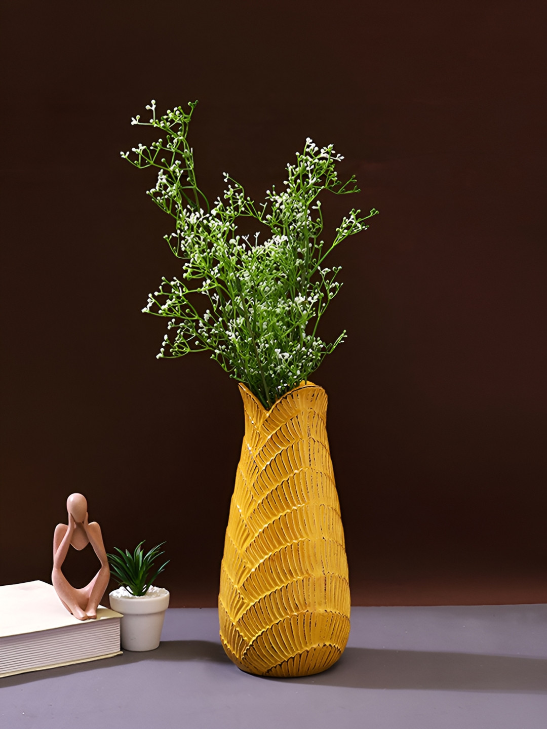 Aura Yellow Fish Scale Designed Ceramic Vase