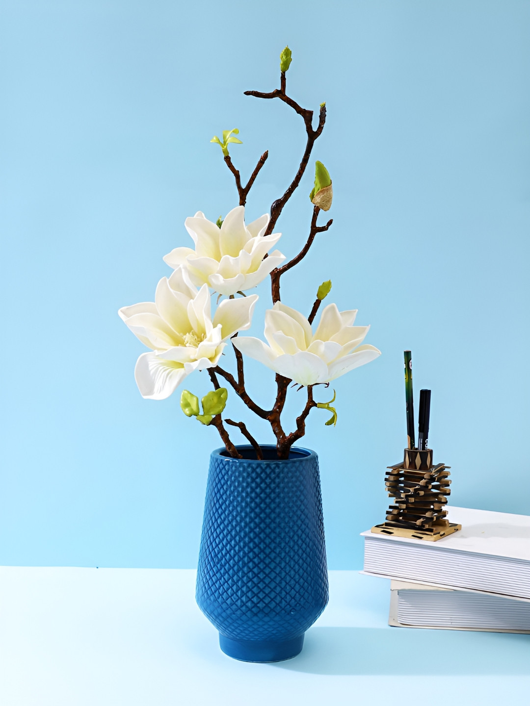 Aura Blue Modern Ceramic Vase