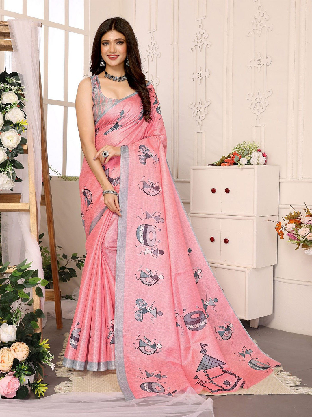 KALINI Warli Saree With Blouse Piece