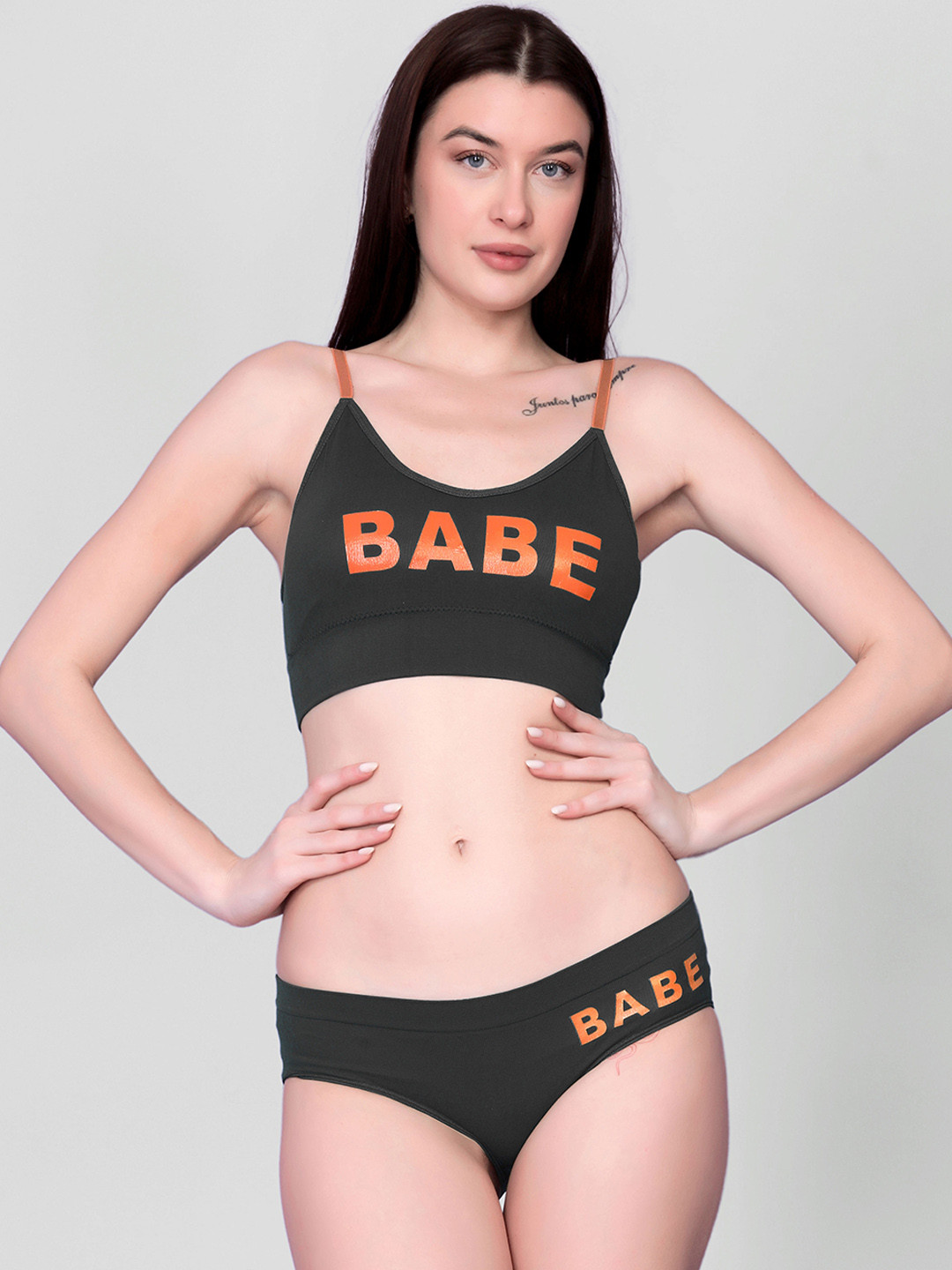 Flenzy Printed Lingerie Set GLing012_BK