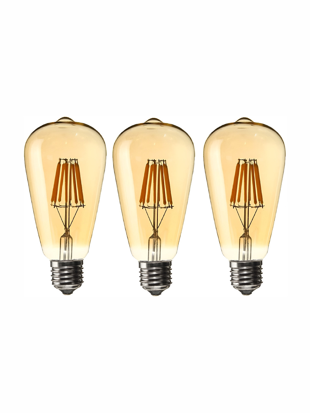 SPARK WORLD Yellow 3Pcs Printed Glass Spherical Bulbs