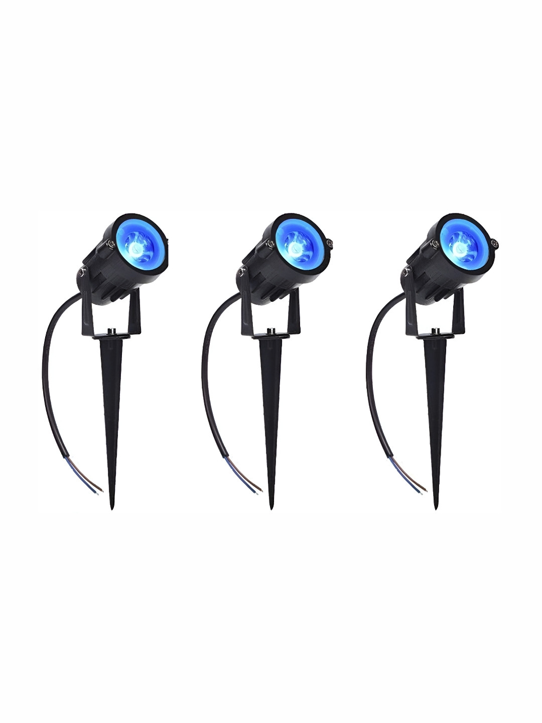 SPARK WORLD Black & Blue 3 Pieces 3 W Round Plug & Play LED Bulb