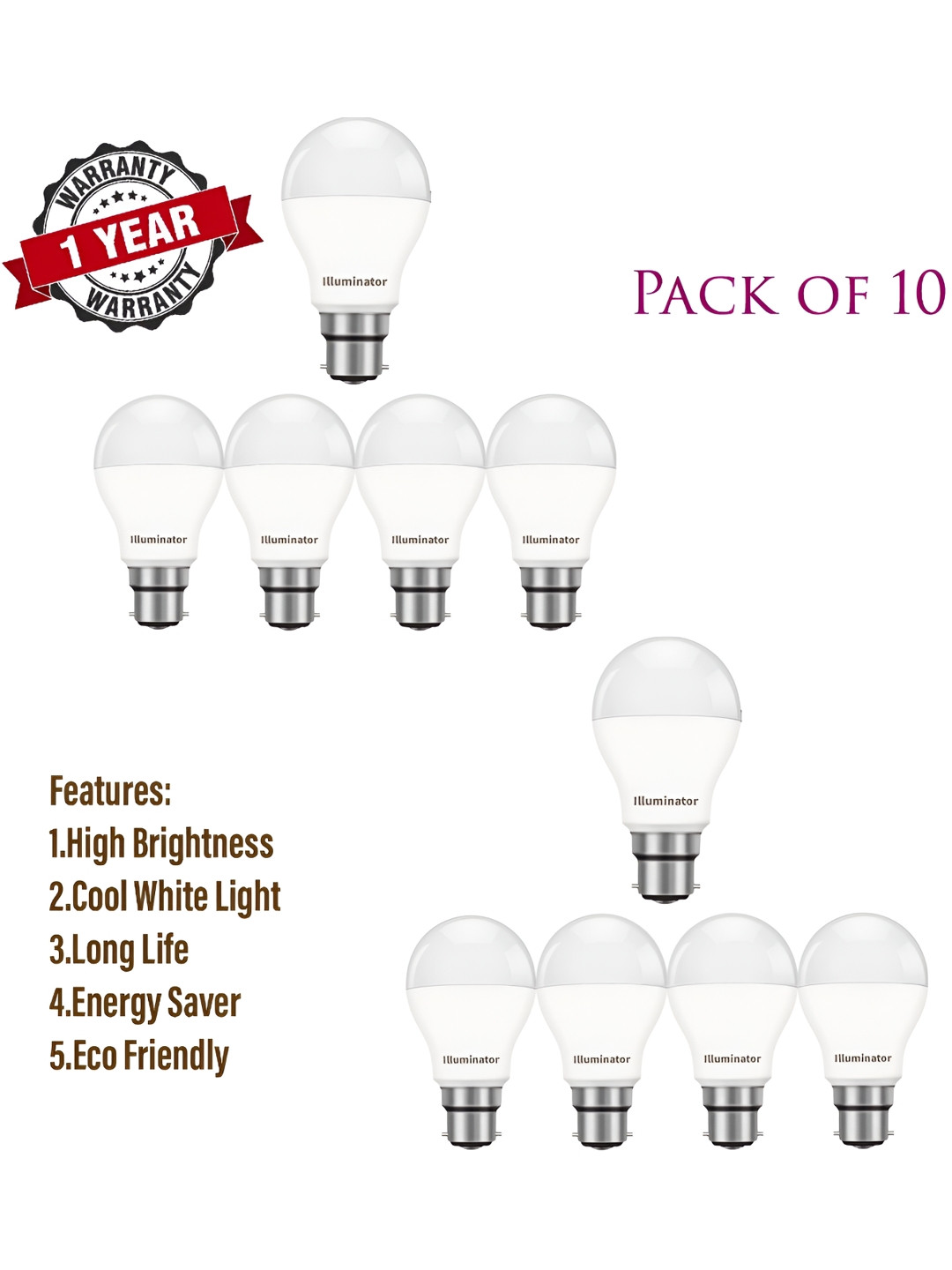 SPARK WORLD White 10 Pieces Quirky LED Bulbs