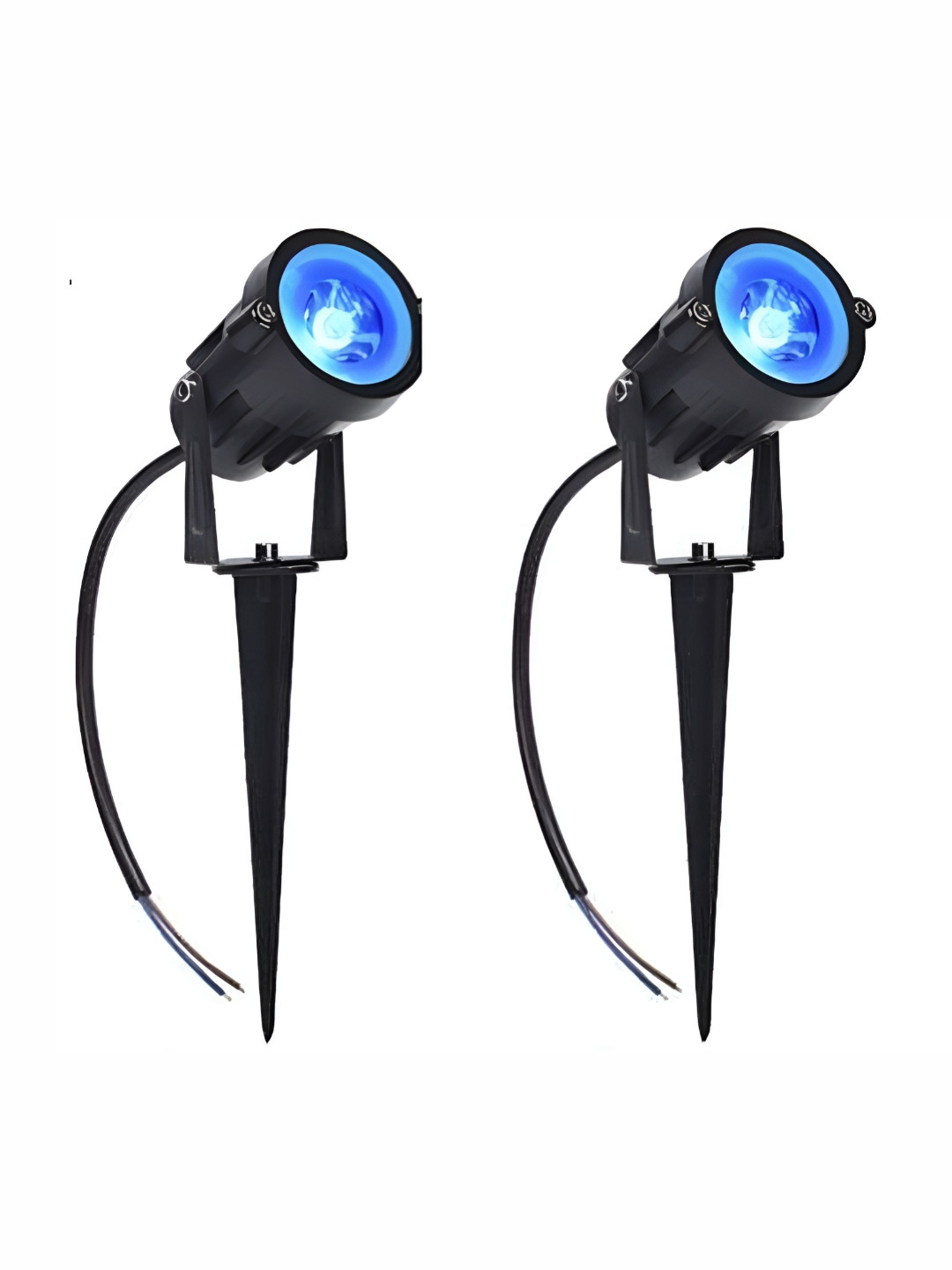 SPARK WORLD Black & Blue 2 Pieces 5 W  Round Plug & Play LED Bulb Floor Lamp