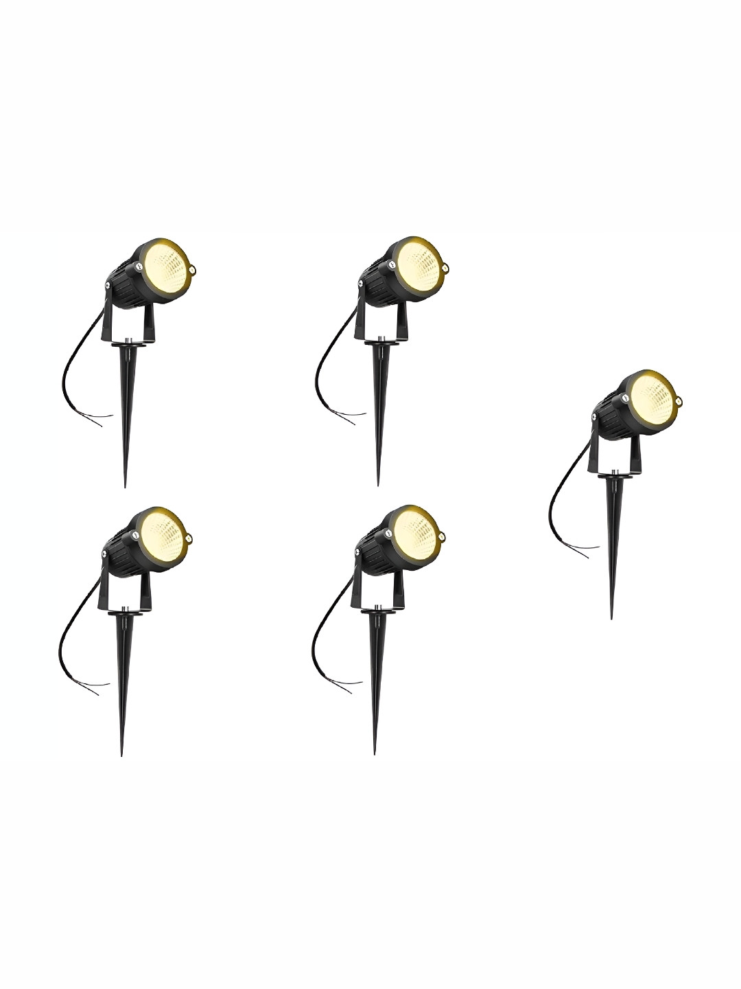 SPARK WORLD Yellow & Black 5 Pieces 3 W Round Plug & Play Night Bulb