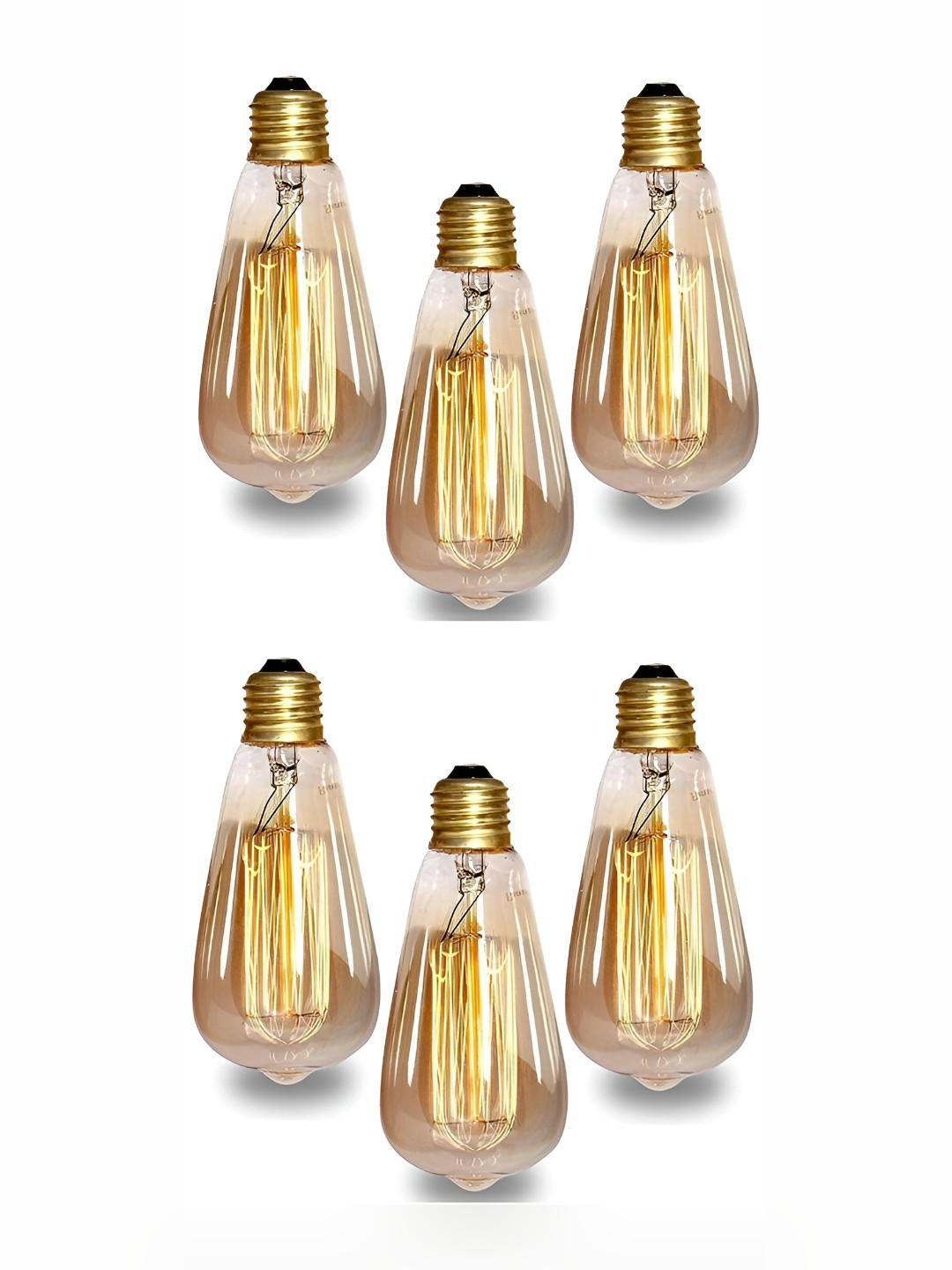 SPARK WORLD Gold-Toned 6Pcs Glass Traditional LED Bulbs