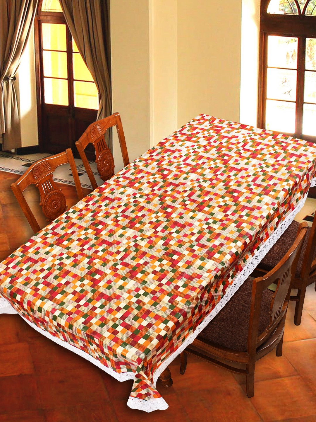 Aura Red & Green Checked Rectangle Table Cover
