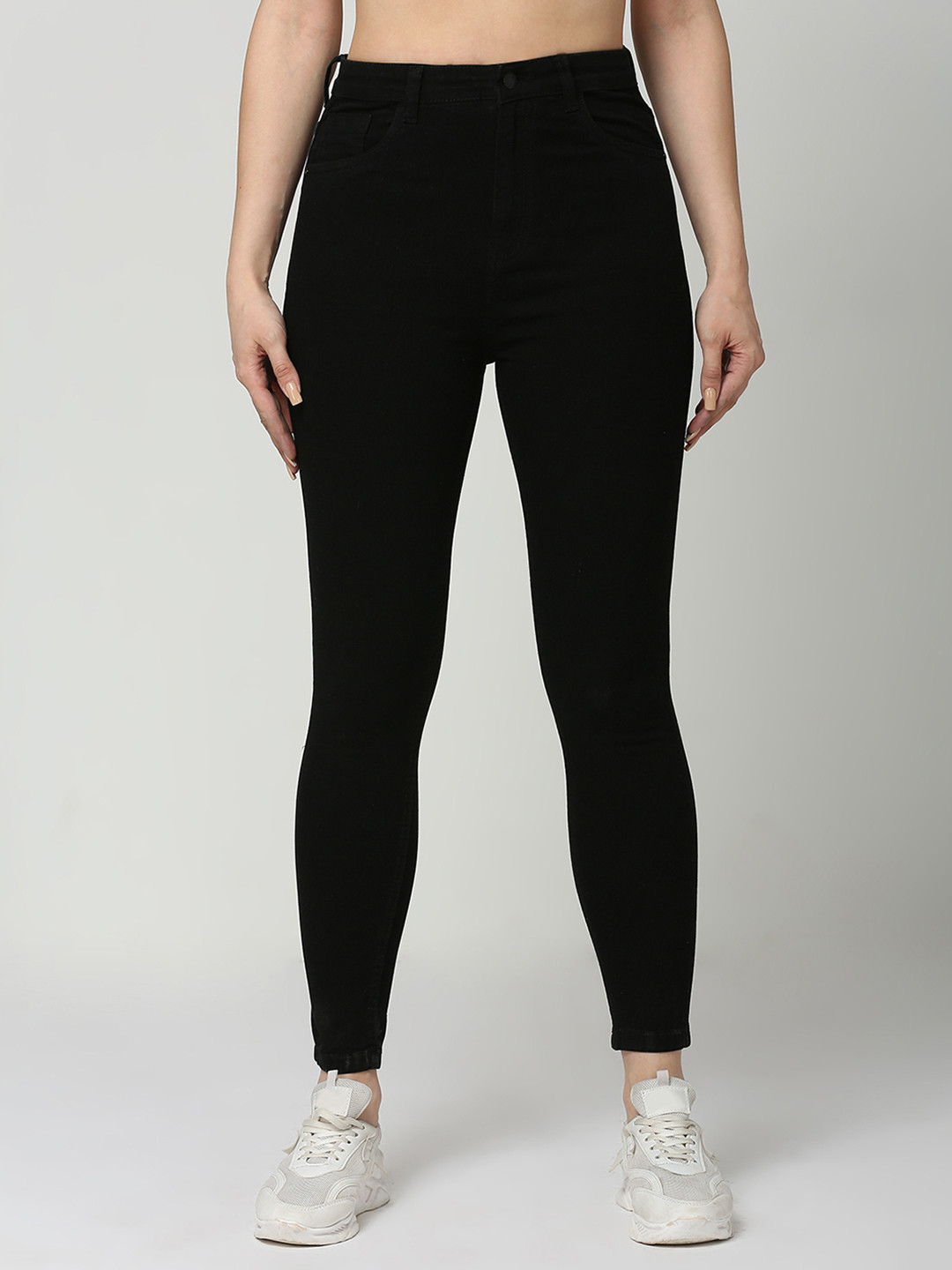 HJ HASASI Women Slim Fit High-Rise Clean Look Stretchable Cropped Jeans