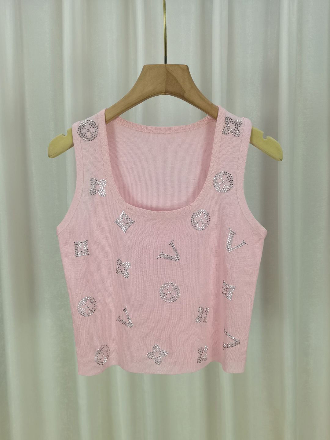 StyleCast Girls Pink Round Neck Embellished Tank Top