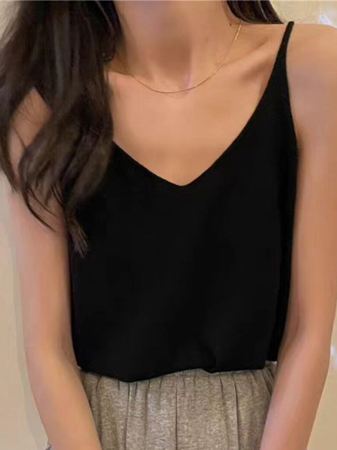 StyleCast Girl Printed V-Neck Solid Sleeveless Tank Top