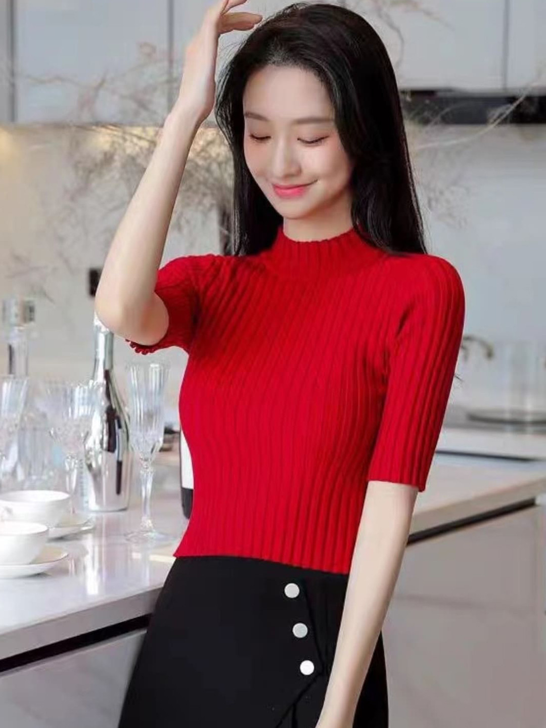 StyleCast Red High Neck Tank Top