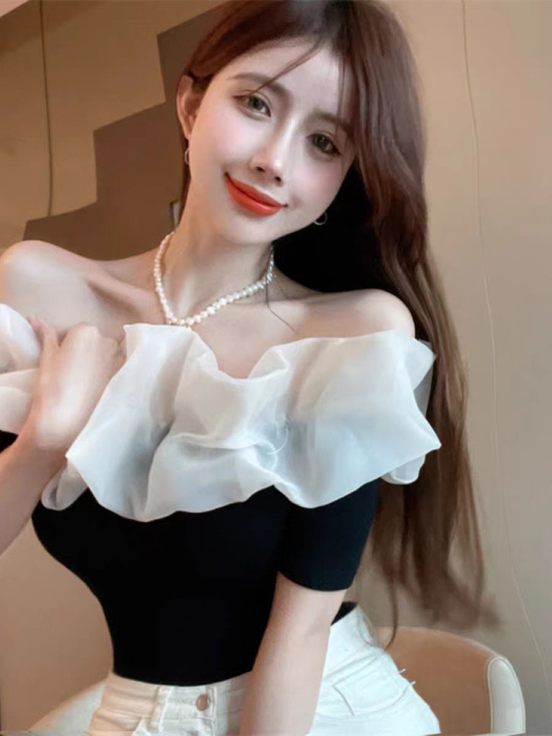 StyleCast Girls Bardot Solid Off-Shoulder Top