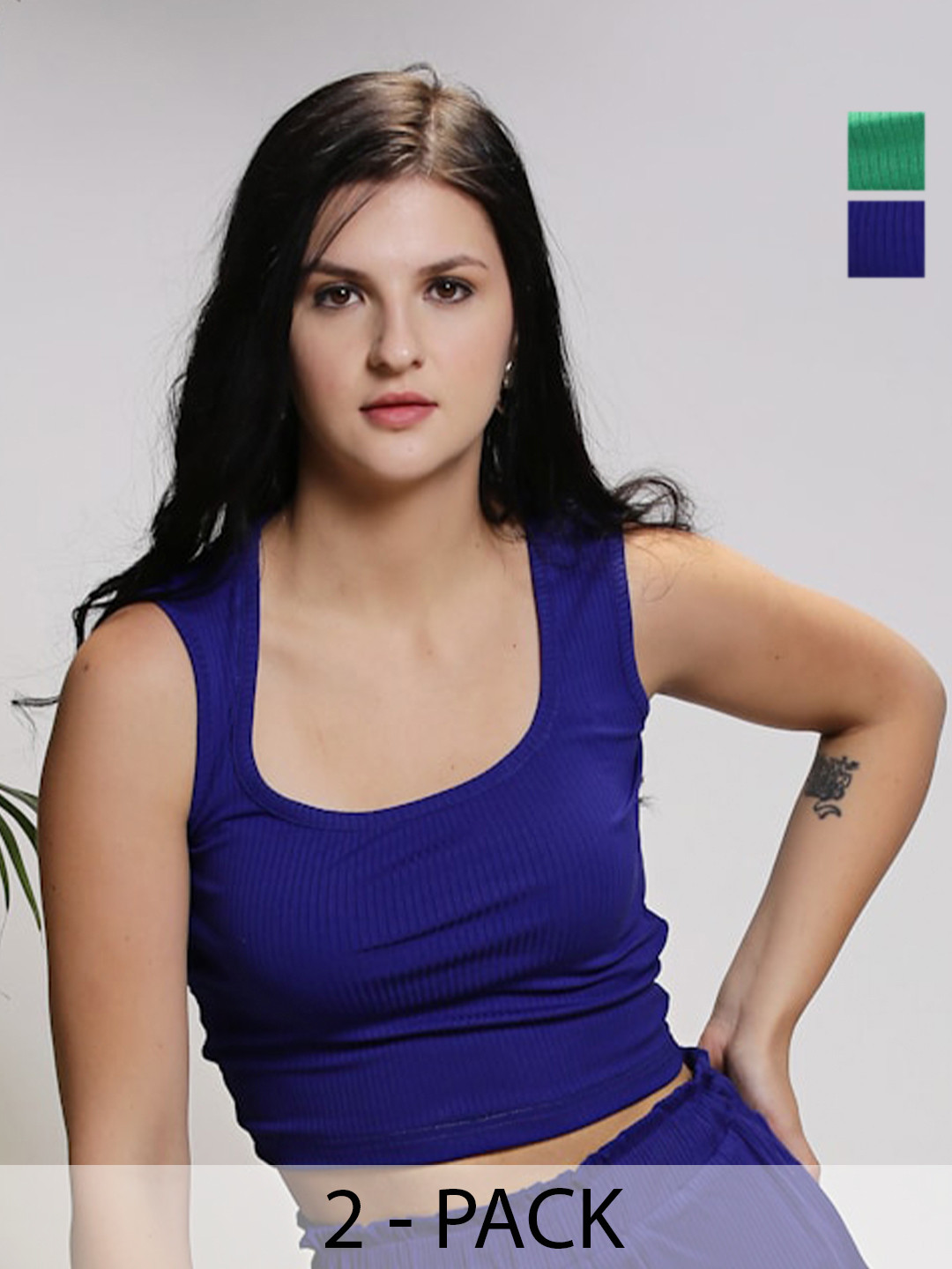 Sera Basics Pack of 2 Round Neck Crop Top