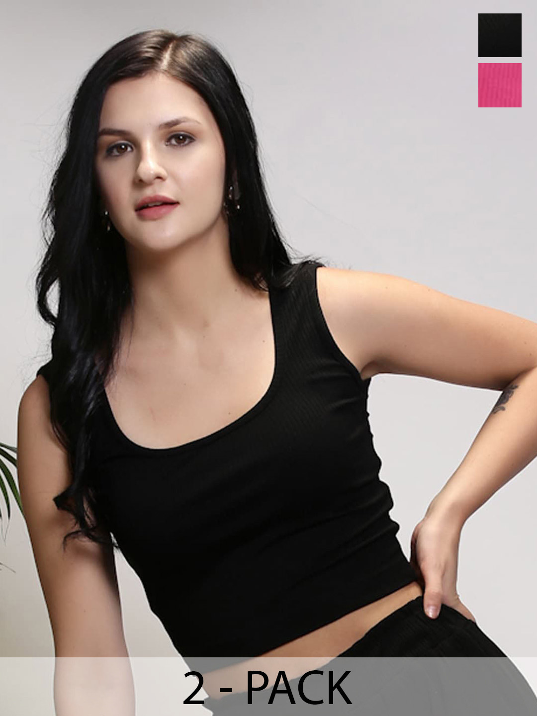 Sera Basics Scoop Neck Fitted Tank Crop Top