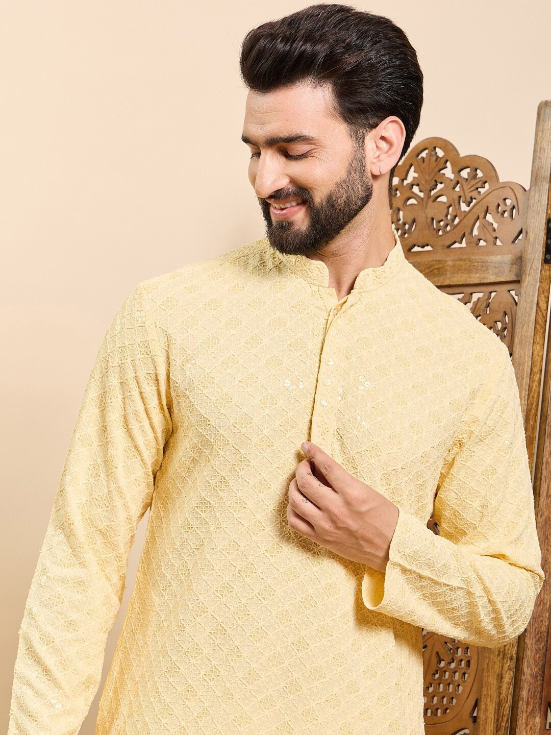 Ethnic Bay Men Ethnic Motifs Thread Work Kurta