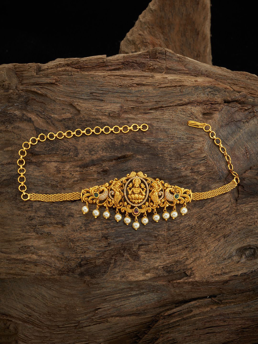 Kushal's Fashion Jewellery Gold-Plated Antique Ruby Armlet Bracelet