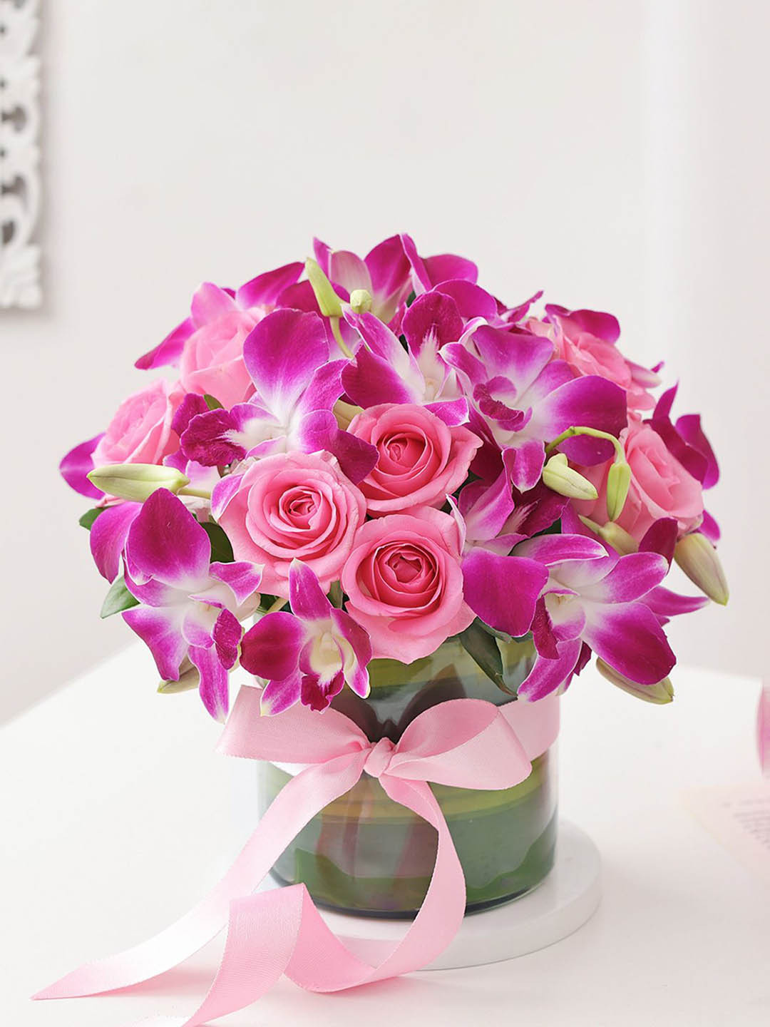 IGP Pink 12 Stems Roses Flowers With Vase
