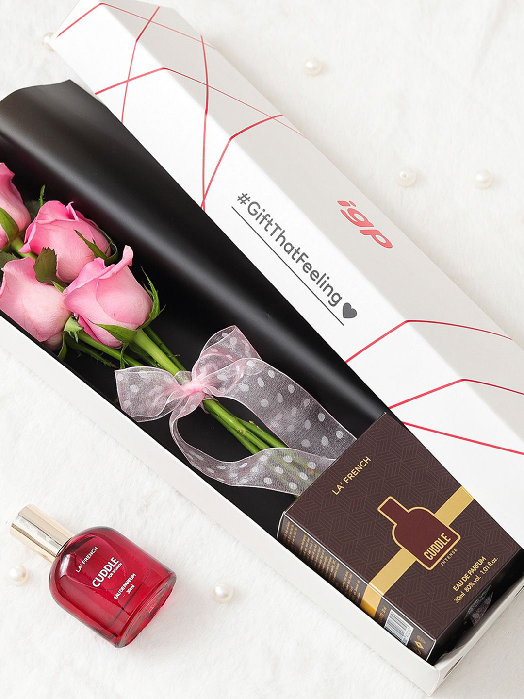 IGP 8Pc Pink Roses Fresh Flower Box With Perfume