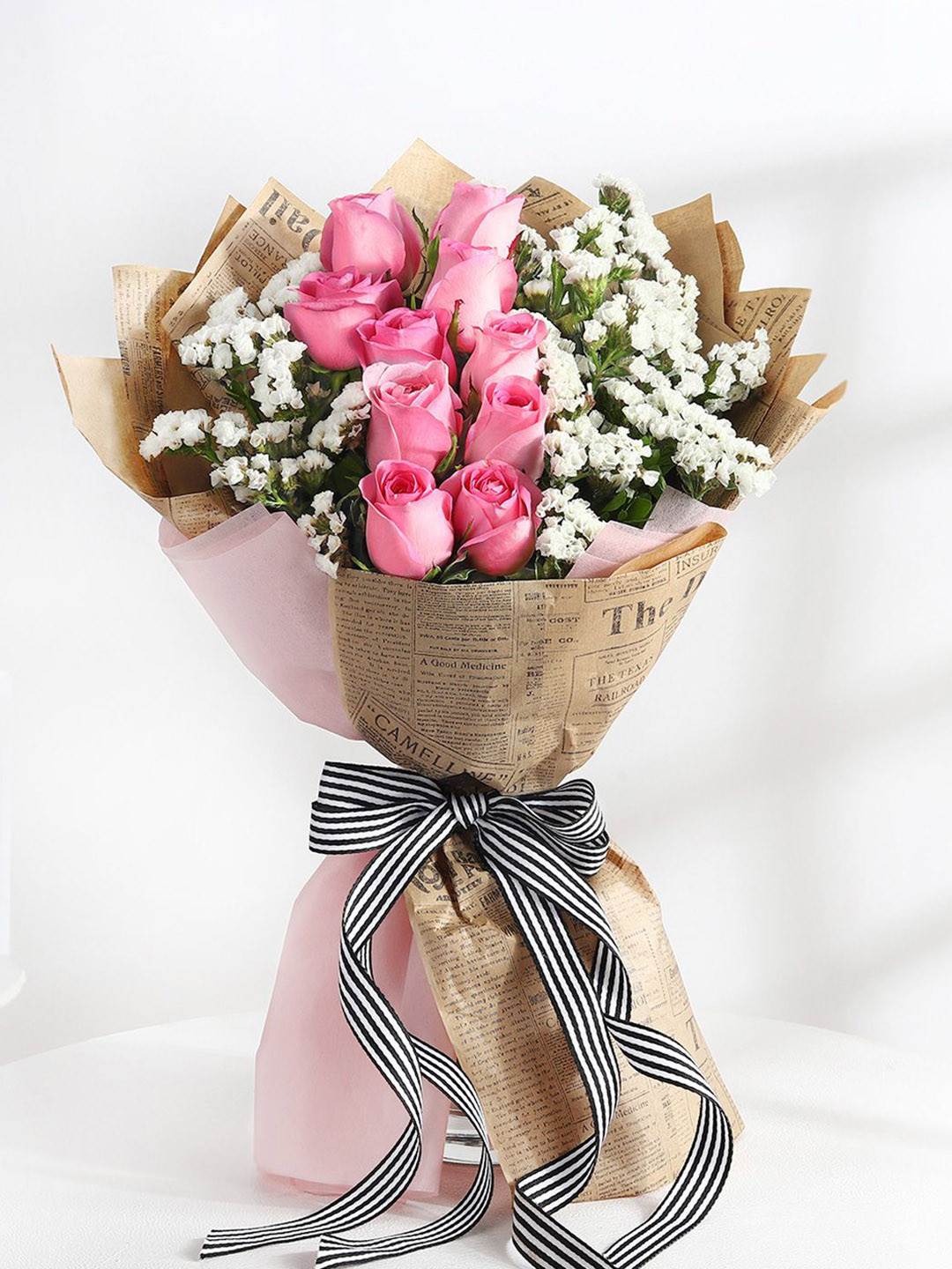 IGP 13-Pcs Pink Roses Fresh Flowers Bouquet