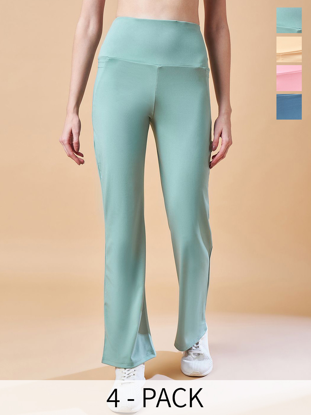 COLOR CAPITAL Pack of 4 Antimicrobial Ankle-Length Gym Tights