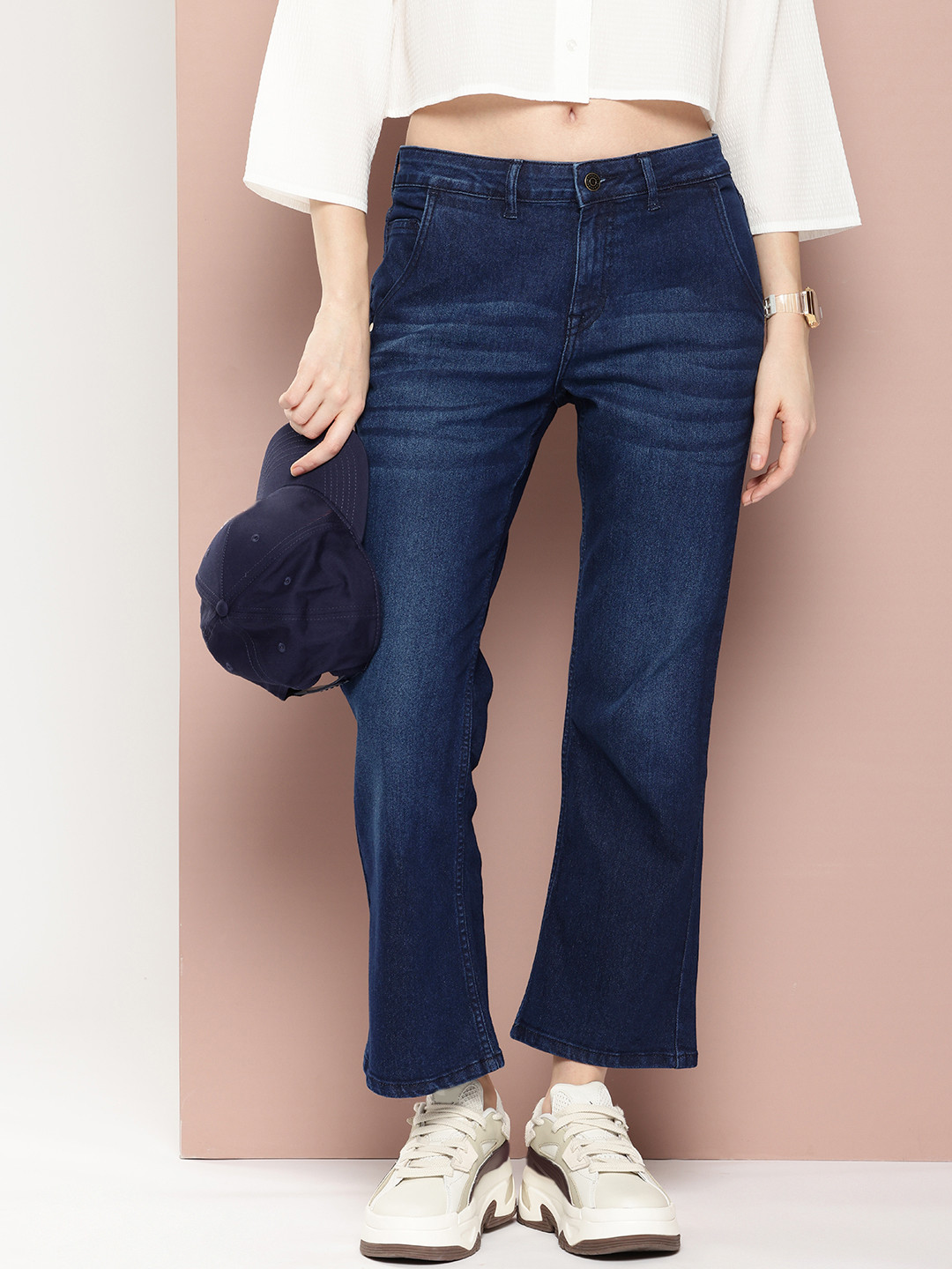 Harvard Women Kick Flared Bootcut Light Fade Stretchable Cropped Jeans