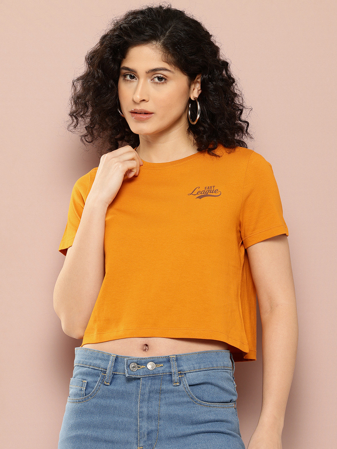 Harvard Women Typography Printed Pure Cotton Crop T-shirt