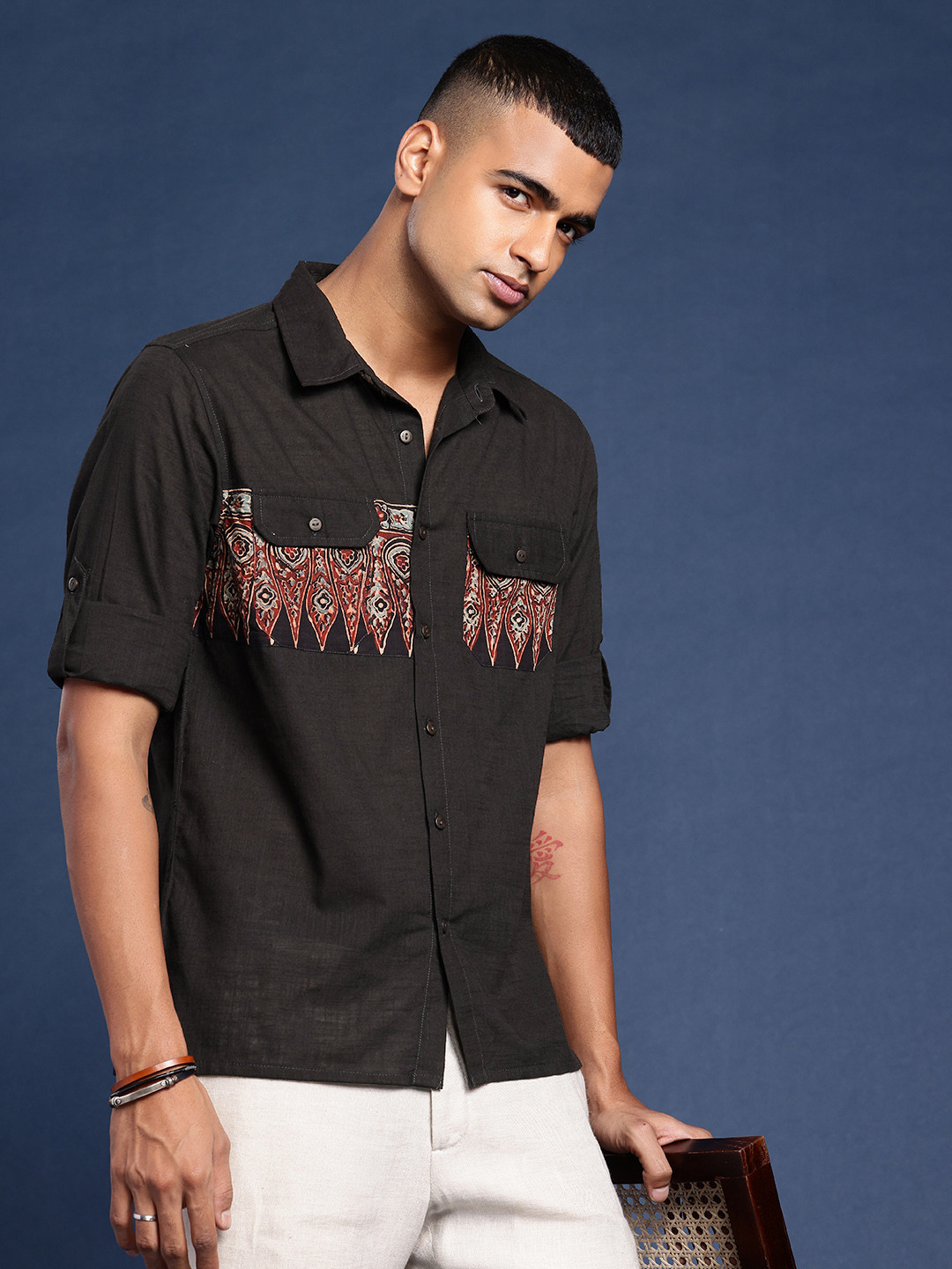 Taavi Ajrakh Printed Pure Cotton Shirt