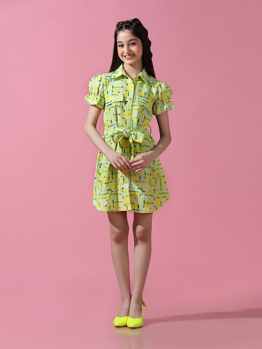 Cherry & Jerry Girls Abstract Printed Shirt Dress
