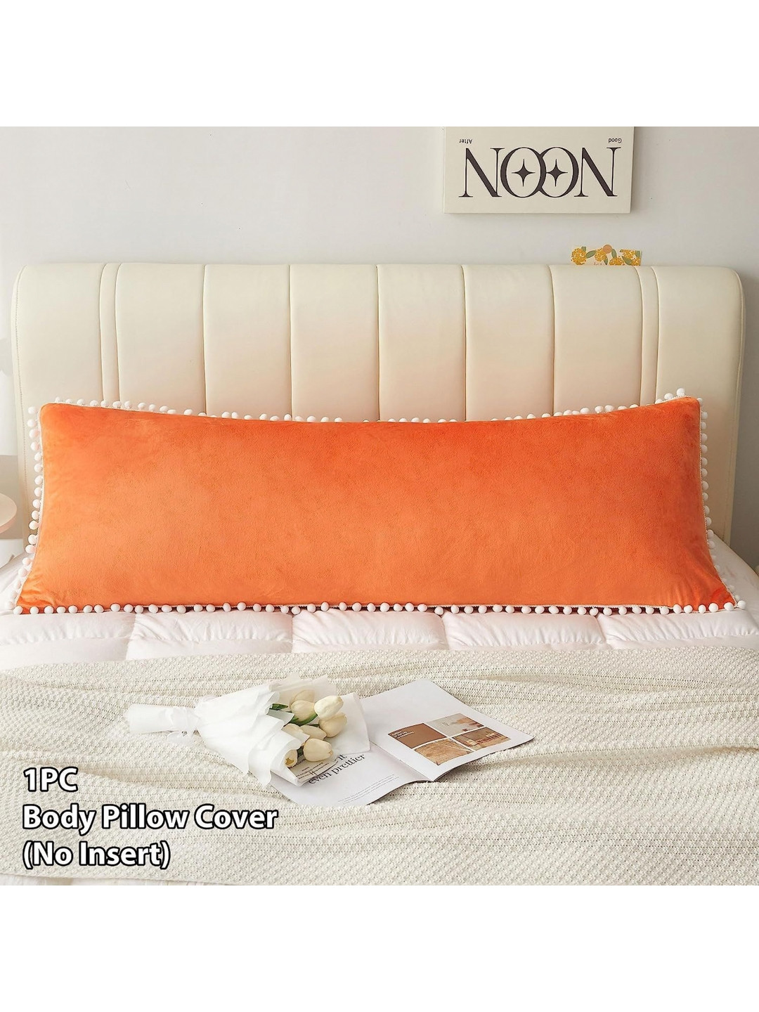 Cottonfry Orange Rectangle Body Pillow Covers