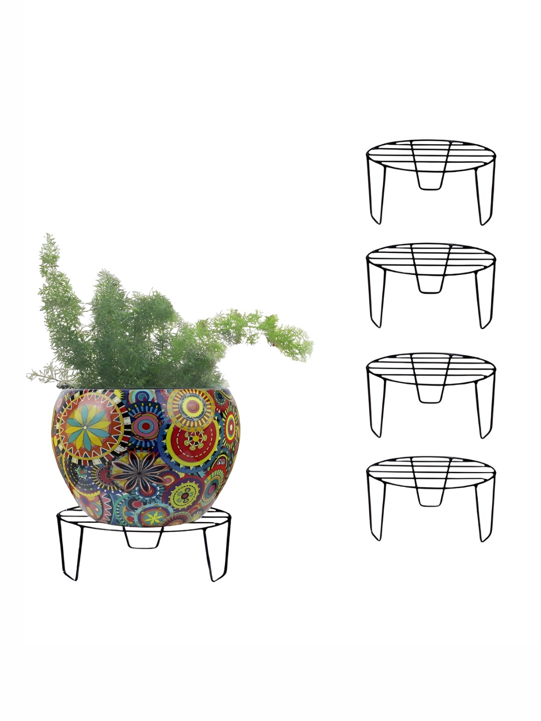 Cinagro Black 5 Pieces Round Metal Plant Stand