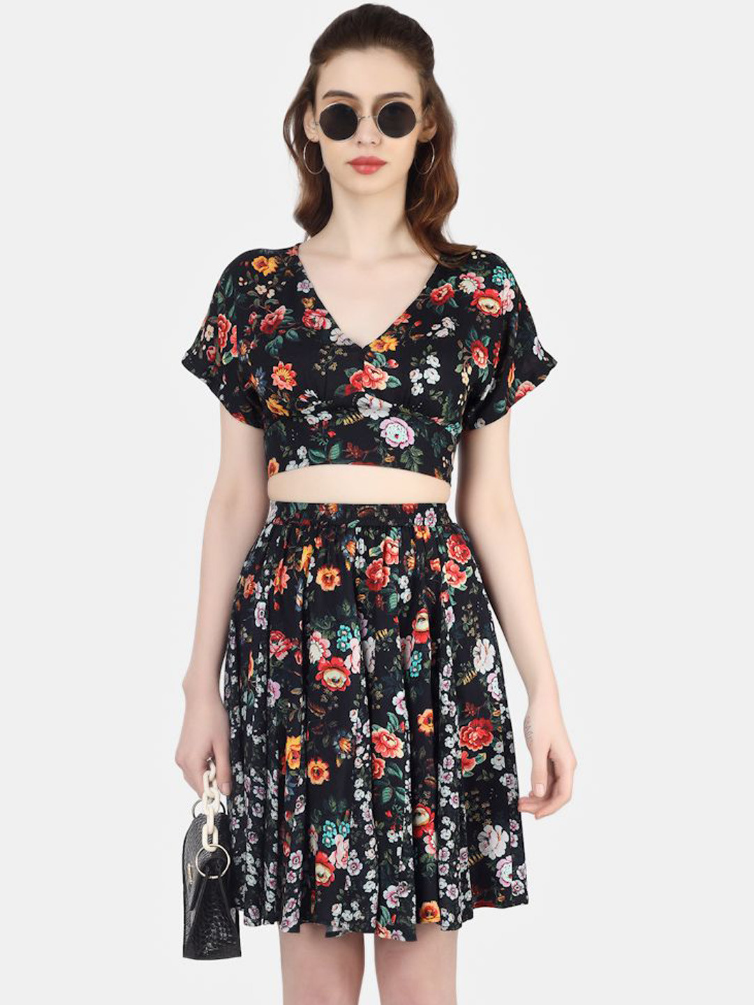 Sukshat Floral Printed Pleated Skirt