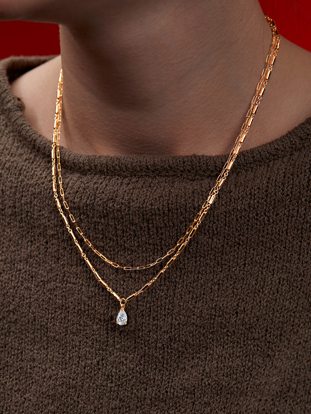 MINUTIAE Brass Gold-Plated Layered Necklace