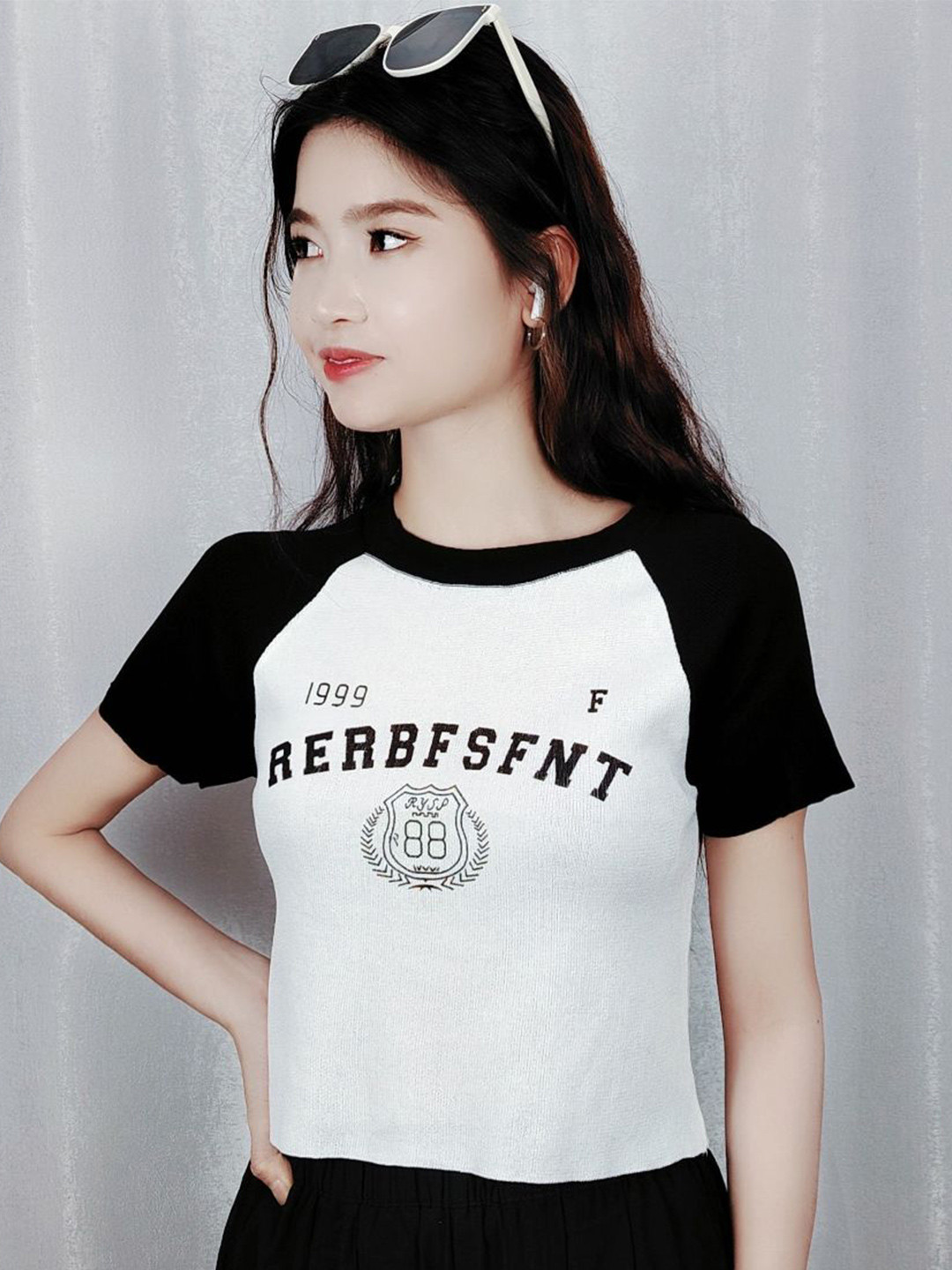 StyleCast Black Girls Typography Printed Round Neck Short Sleeves Tank Top