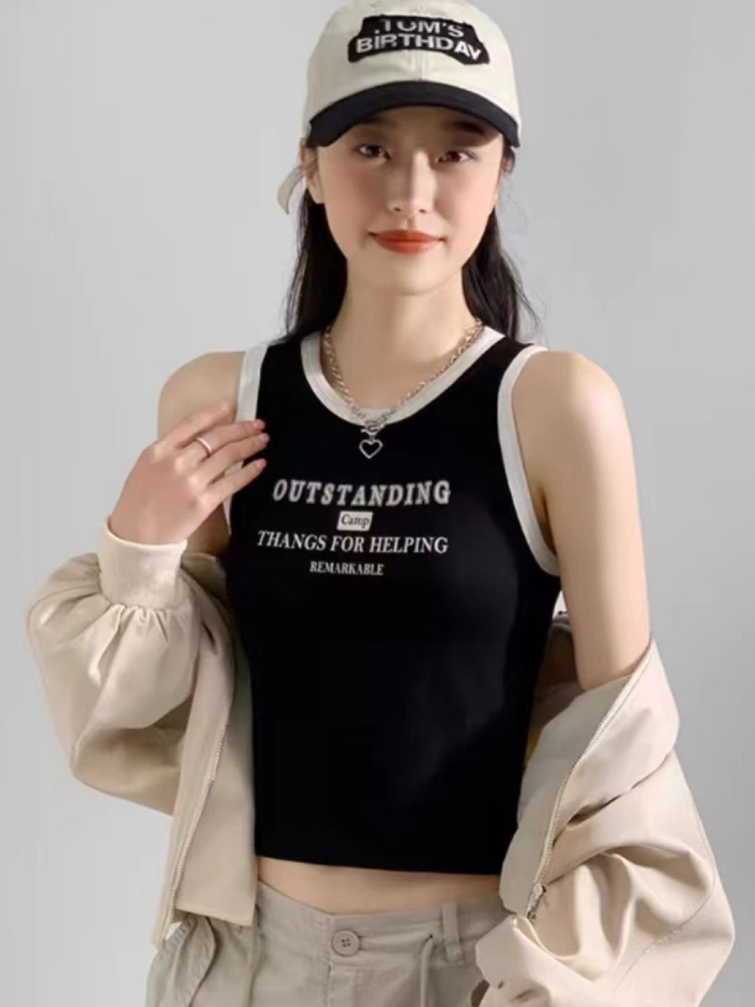 StyleCast Girls Black Round Neck Typography Printed Crop Top