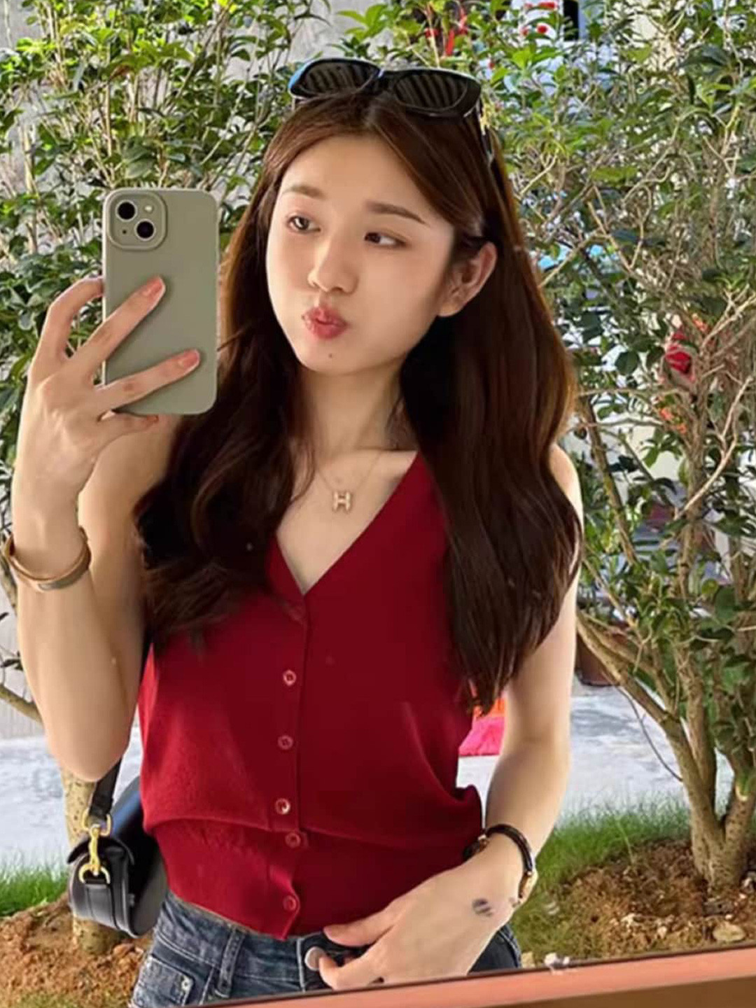 StyleCast Red Girls V-Neck Sleeveless Tank Top