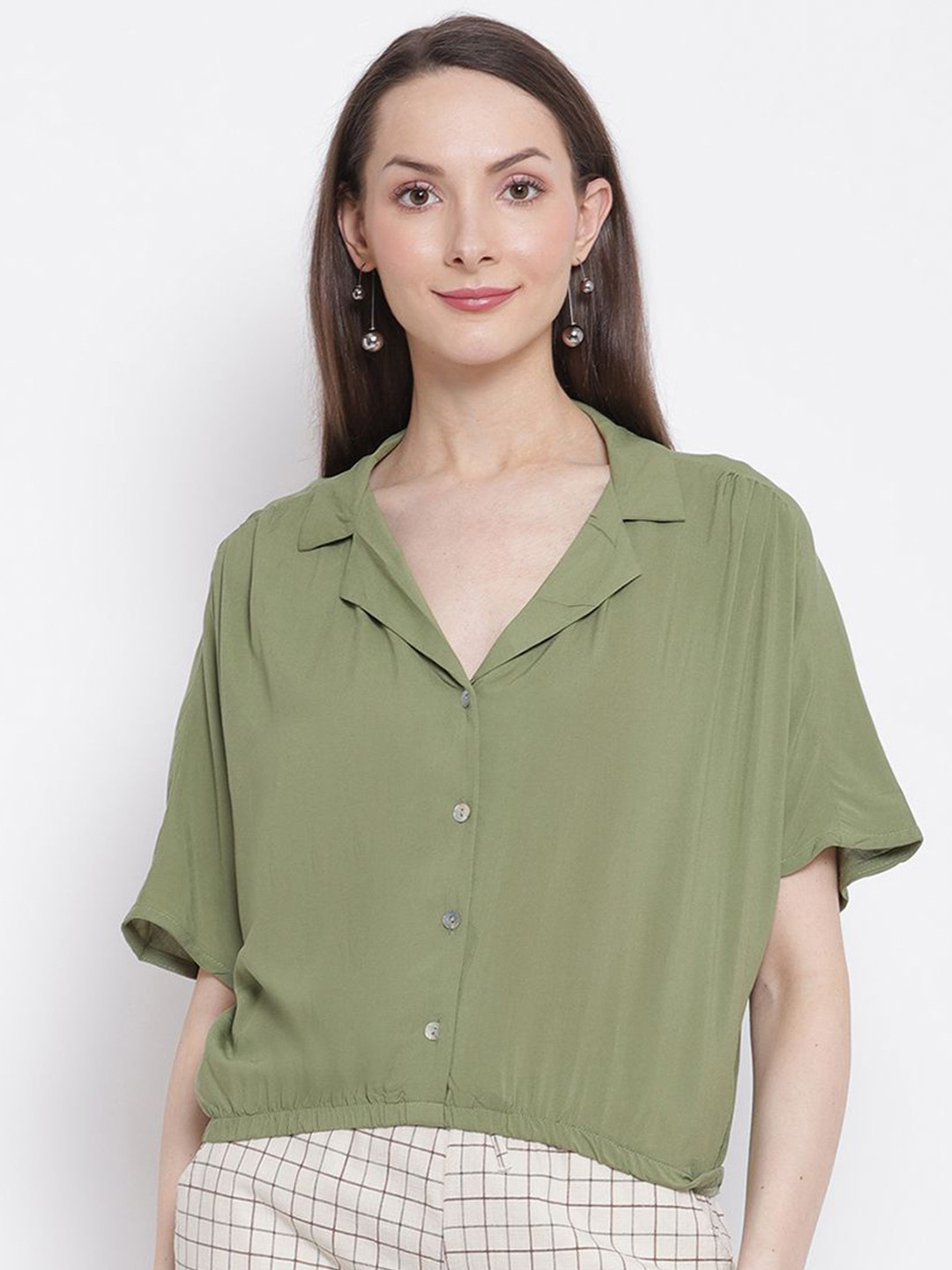 Global Republic Lapel Collar Extended Sleeves Shirt Style Top